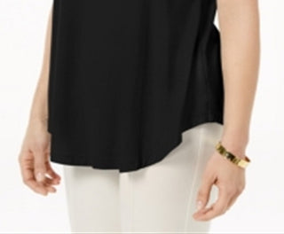 JM Collection Women's T-Shirt Scoop-Neck Top Solid Black Size S