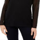 INC International Concepts Women's Lace Trim Illusion Sweater Black Size X-Small
