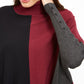 Signature Women's Turtleneck Colorblock Poncho Sweater Black/Wine Size Petite S/M