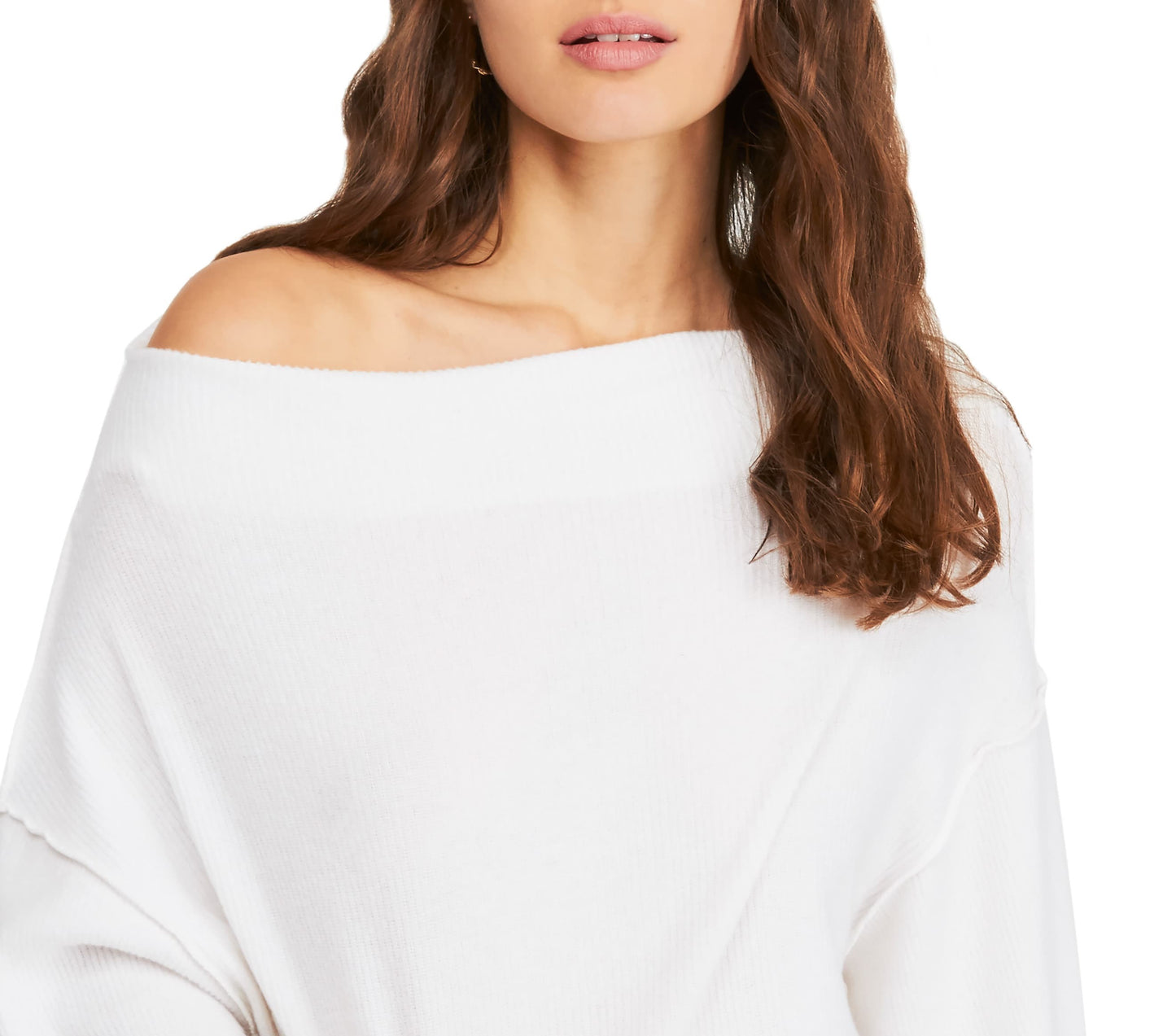 Free People Women's Long Sleeve Off Shoulder Sweater White Size Large