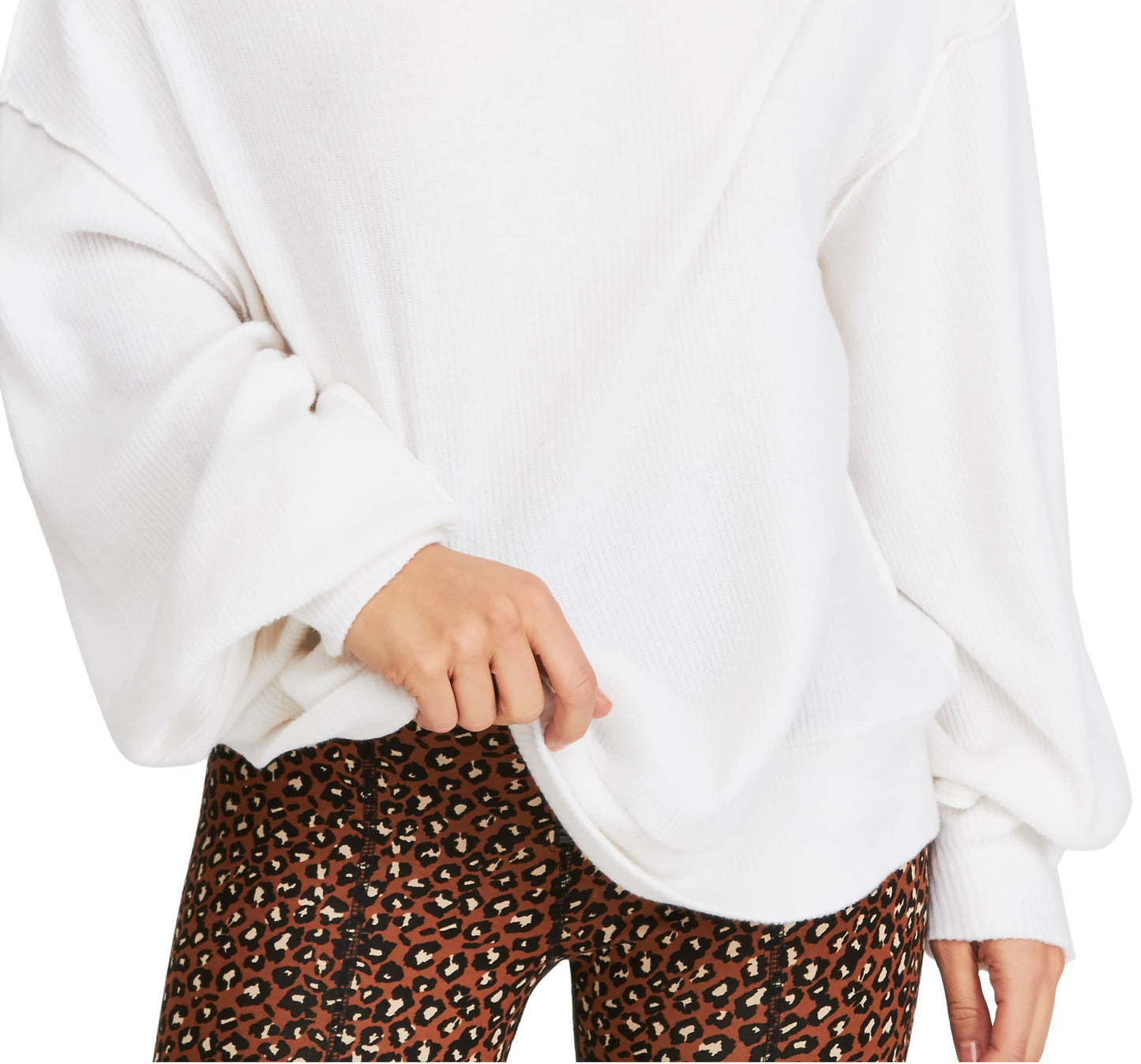 Free People Women's Long Sleeve Off Shoulder Sweater White Size Large