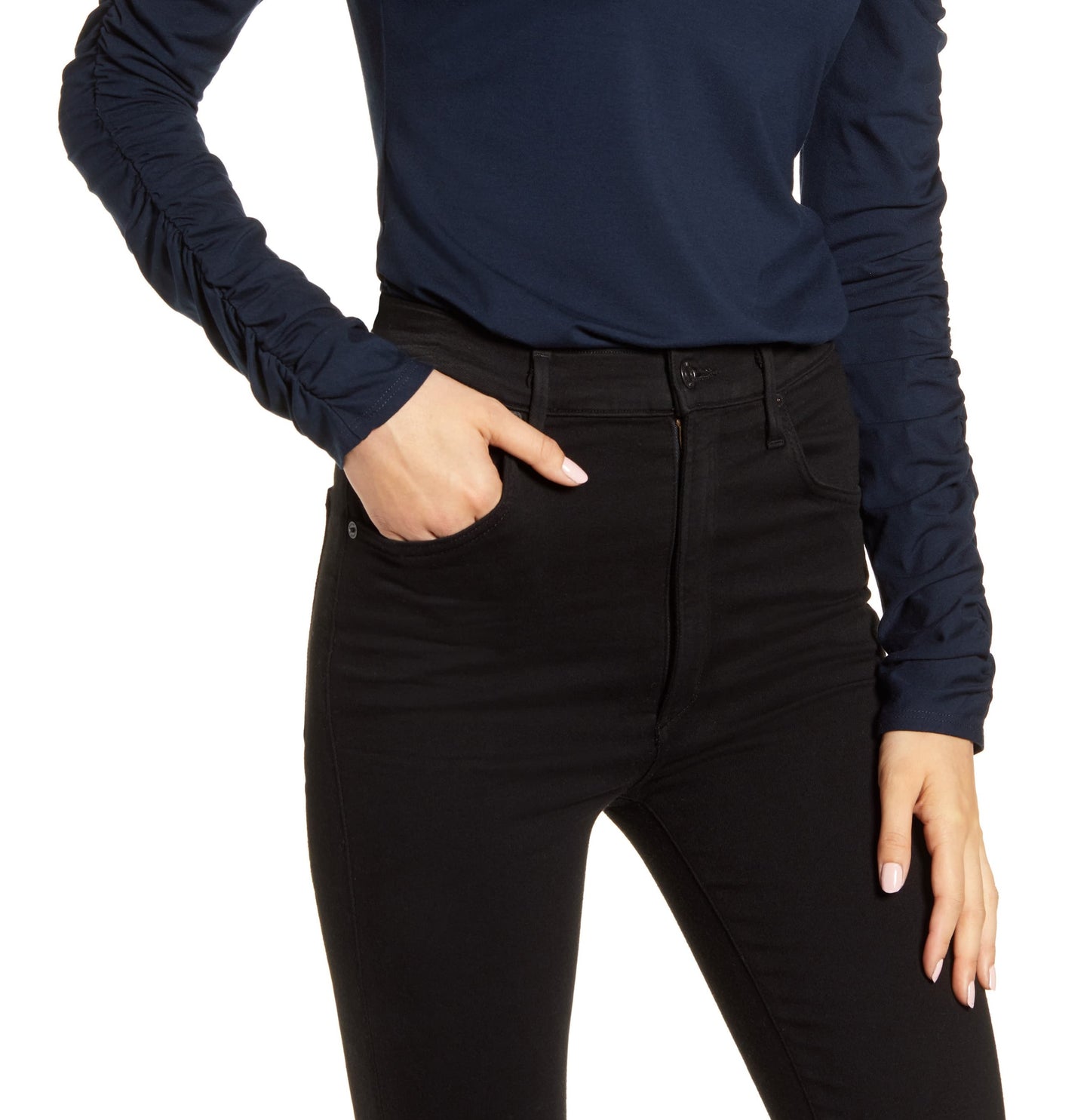 Bailey 44 Women's Allegra Ruched Sleeve Top Blue Size Small