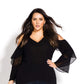 City Chic Women's STOP HI LO COLD SHOULDER Black Size Petite Small