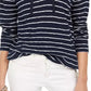 Style & Co Women's Striped Lace up Hoodie Blue Size X-Large