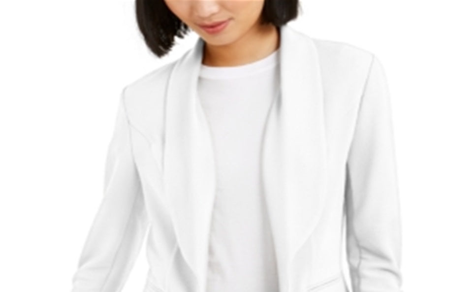 Bar III Women's Knit Crepe Ruched Sleeve Blazer White Size X-Large