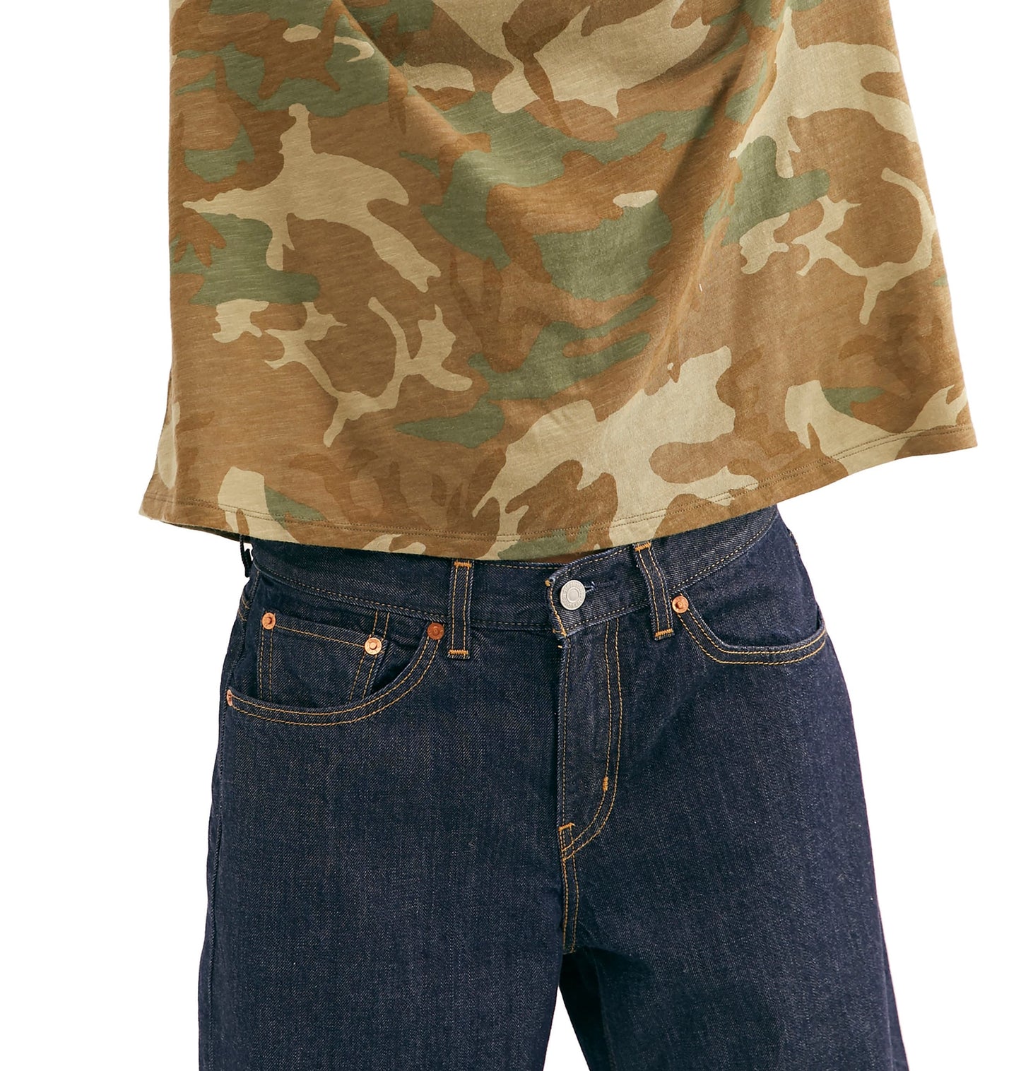 Free People Women's Clarity Camo T-Shirt Green Size X-Small