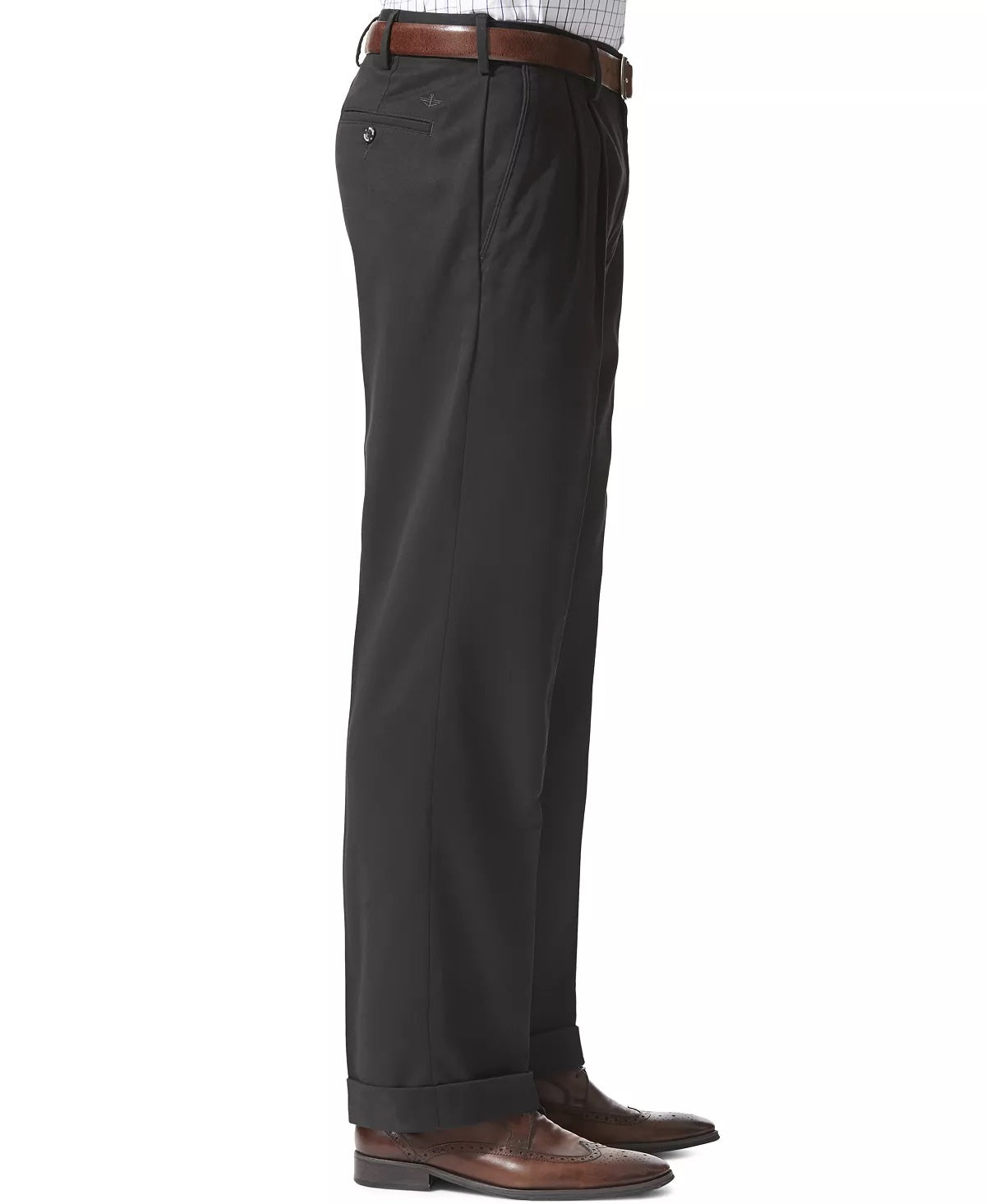 Dockers Men's Comfort Relaxed Pleated Cuffed Fit Stretch Pants Black Size 34