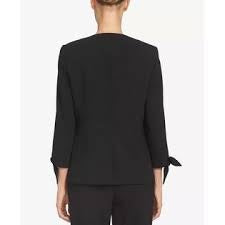CeCe Women's Open-Front Tie-Sleeve Blazer Black Size 0