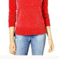 Maison Jules Women's Long Sleeve V Neck Hoodie Sweater Red Size Large