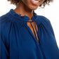 Current Air Women's Tie-Neck Blouse Dark Blue Size Small