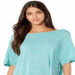 Free People Women's Turquoise Short Sleeve T-Shirt Top Blue Size X-Small