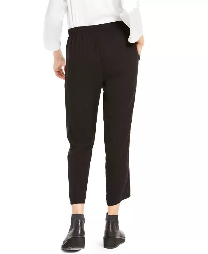 Eileen Fisher Women's Petite Tapered Ankle Pants Black Size Medium