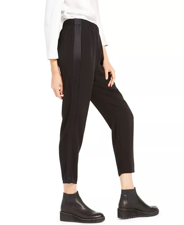 Eileen Fisher Women's Petite Tapered Ankle Pants Black Size Medium