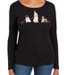 Karen Scott Women's Embroidered Holiday Dog Shirt  Black Size Large