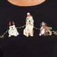 Karen Scott Women's Embroidered Holiday Dog Shirt  Black Size Large