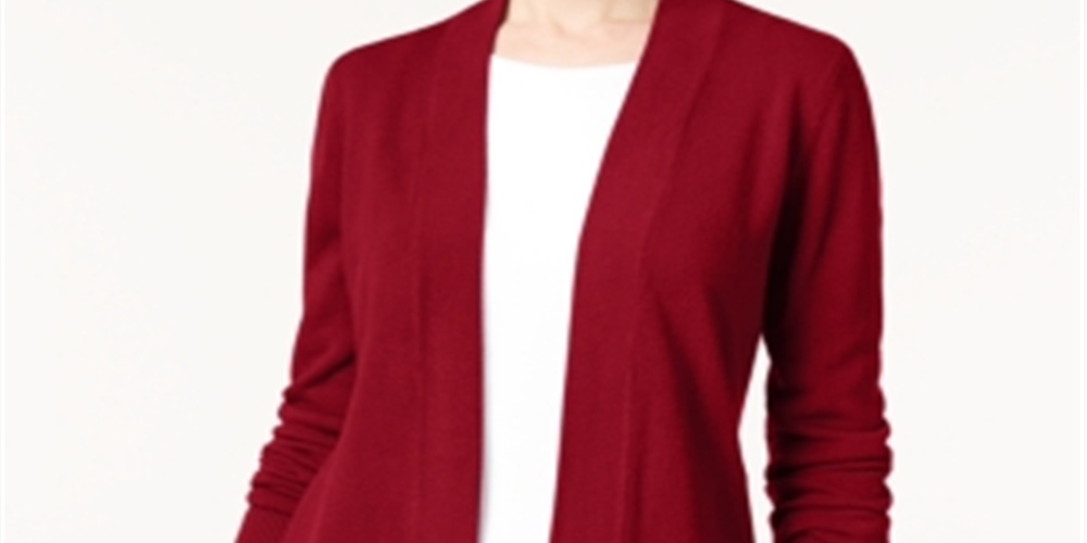 Karen Scott Women's Open Front Cardigan Red Size X-Small