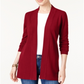 Karen Scott Women's Open Front Cardigan Red Size X-Small