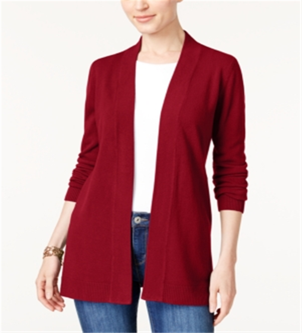Karen Scott Women's Open Front Cardigan Red Size X-Small
