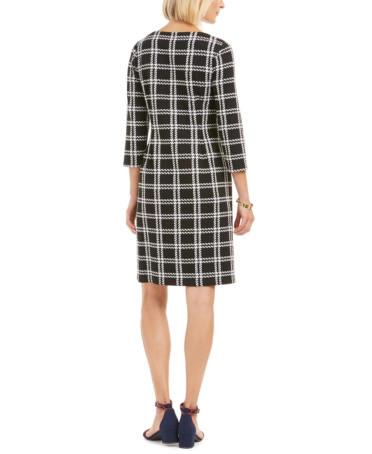 Charter Club Women's Textured Plaid Dress Black Size X-Large