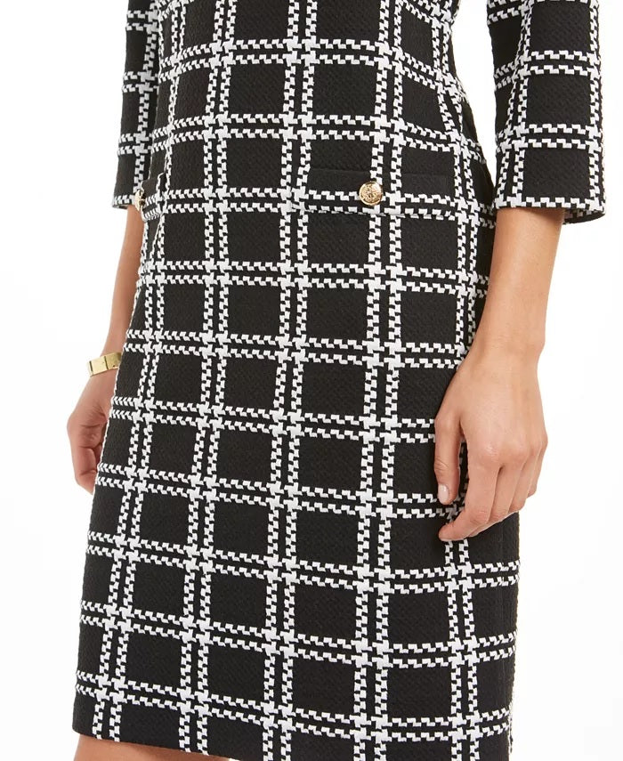 Charter Club Women's Textured Plaid Dress Black Size X-Large