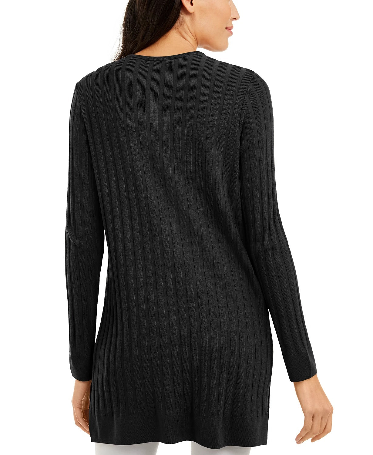 Alfani Women's Petite Ribbed Cardigan Black Size Petite