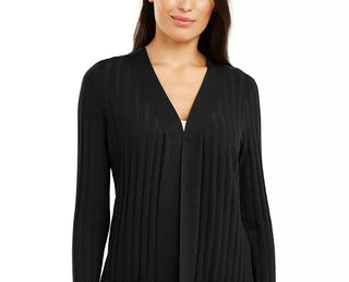 Alfani Women's Petite Ribbed Cardigan Black Size Petite