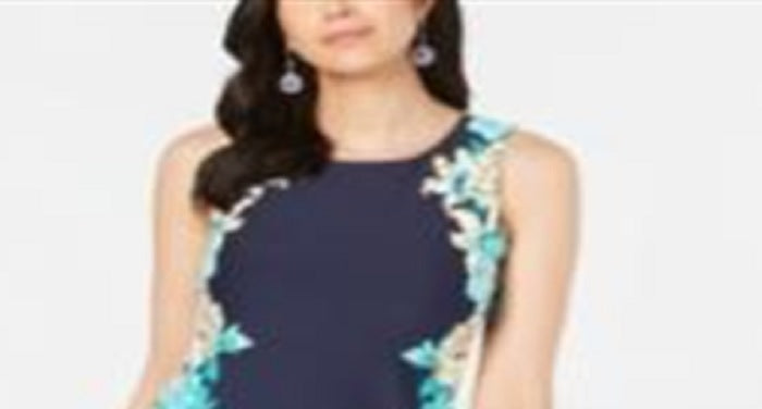 Charter Club Women's Floral Print Shift Dress Blue Size Petite Small