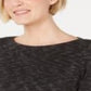 Karen Scott Women's Boat Neck Space Dyed Top Black Size Small