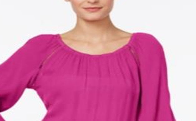 INC International Concepts Women's Crepe Peasant Top Magenta Size -Petite XL