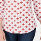 Charter Club Women's Pleated V Neck Printed Knit Shirt White Size X-Large