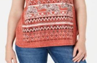 Style & Co Women's Graphic T-Shirt Coral Size Petite M