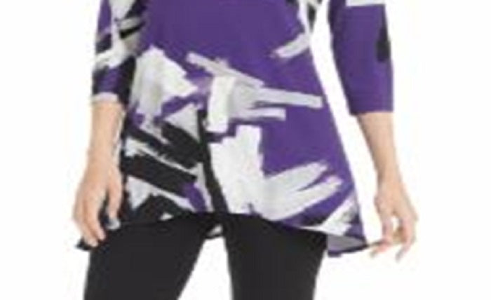 Alfani Women's Printed Swing Top Purple Size Petite Medium