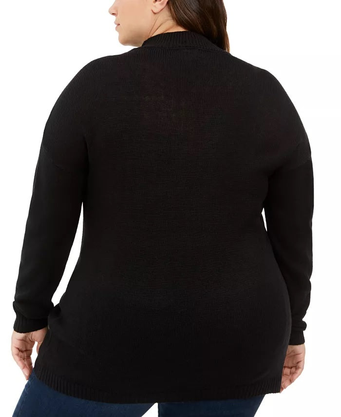 Ultra Flirt Women's Trendy Plus Size Lets Get This Bread Choker Sweater Black Size 3X