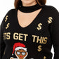 Ultra Flirt Women's Trendy Plus Size Lets Get This Bread Choker Sweater Black Size 3X