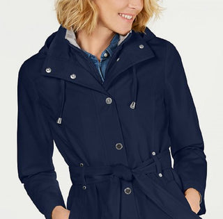 Nautica Women's Belted Raincoat Blue Size X-Small