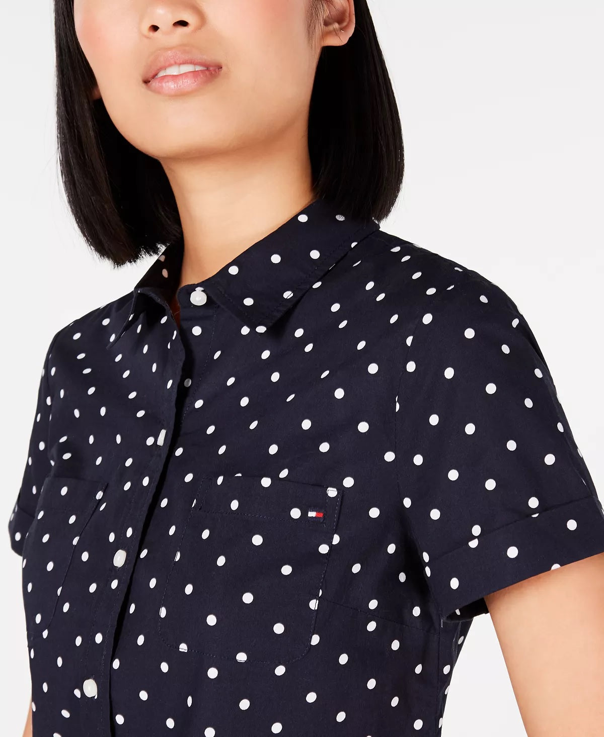 Tommy Hilfiger Cotton Dot-Print Camp Shirt Navy Size XX-Large