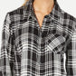 Style & Co Women's Cotton Tab Sleeve Plaid Shirt  Black Size PP