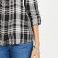 Style & Co Women's Cotton Tab Sleeve Plaid Shirt  Black Size PP