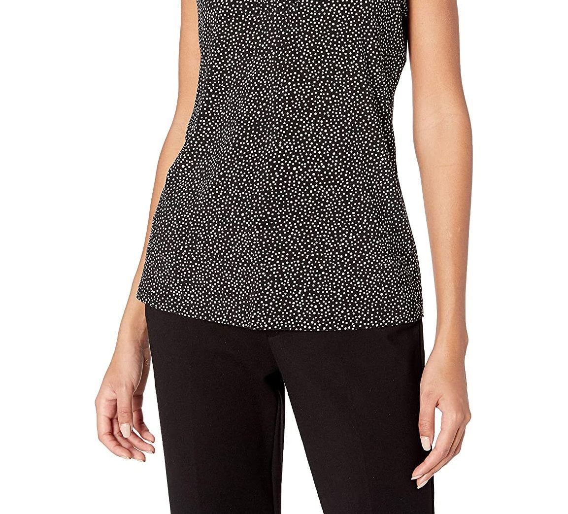 Anne Klein Women's Tess Triple Pleat Sleeveless Top Black Size XXS