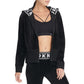 DKNY Women's Sport Logo Cuff Zip Hoodie Black Size S