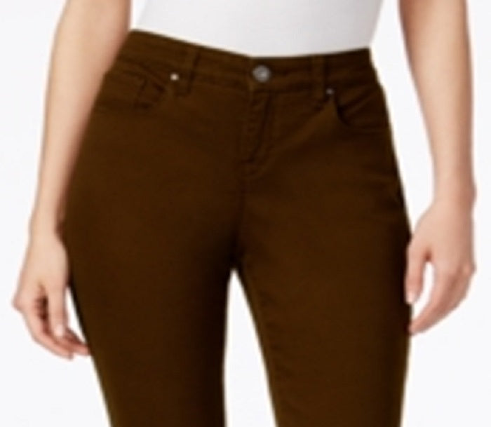 Style & Co Women's Curvy Fit Skinny Fashion Jeans Brown Size 10