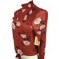 American Rag Shirt Blouse Floral Juniors Womens Smocked Neck Chili Pepper Red Size M