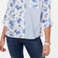 Tommy Hilfiger Women's Double Print Cotton Shirt Blue Size X-Large