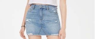 Tinseltown Junior's Ripped Denim Mini Skirt Blue Size 15