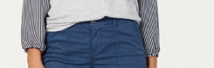 Style & Co Women's Double Pocket Cuffed Shorts Blue Size 12