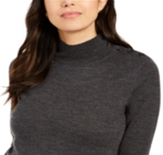 Charter Club Women's Merino Wool Turtleneck Sweater Gray Size S