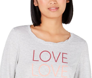 Ideology Women's Love Graphic Long Sleeve Pullover Gray Size XL