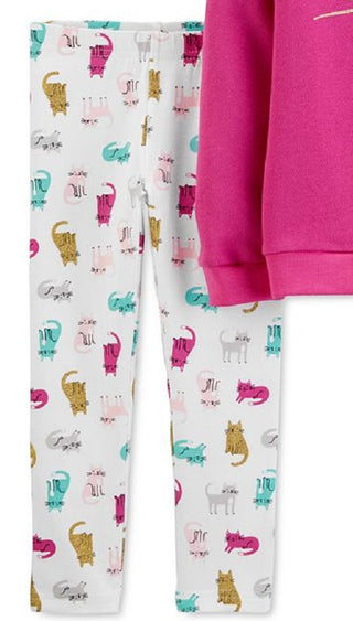 Carter's Toddler Girls 2-Pc. Cat Top & Cat-Print Leggings Set Purple Size 4T SLIM