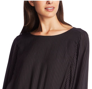 1.STATE Women's Long Sleeve Jewel Neck Peplum Top Black Size Large