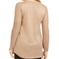JM Collection Women's Lurex Lattice-Neck Blouse  Gold Size Large